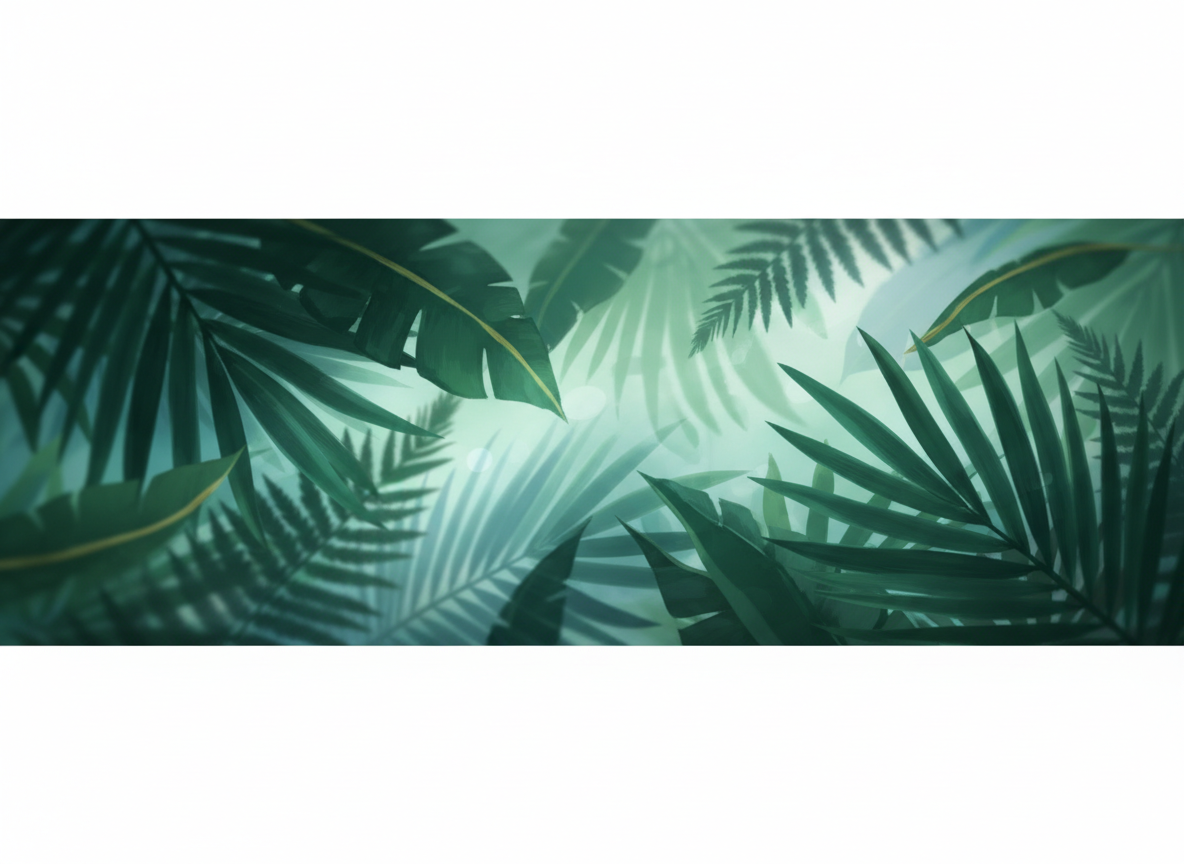 abstract background inspired by the current header with leaves, but higher quality and more detailed, suitable as a clean but dynamic background for a digital news site in Spanish, soft focus, no text, no logos